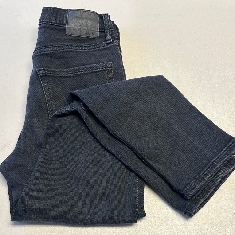 Aeropostale Distressed Black Denim Mom Jeans
